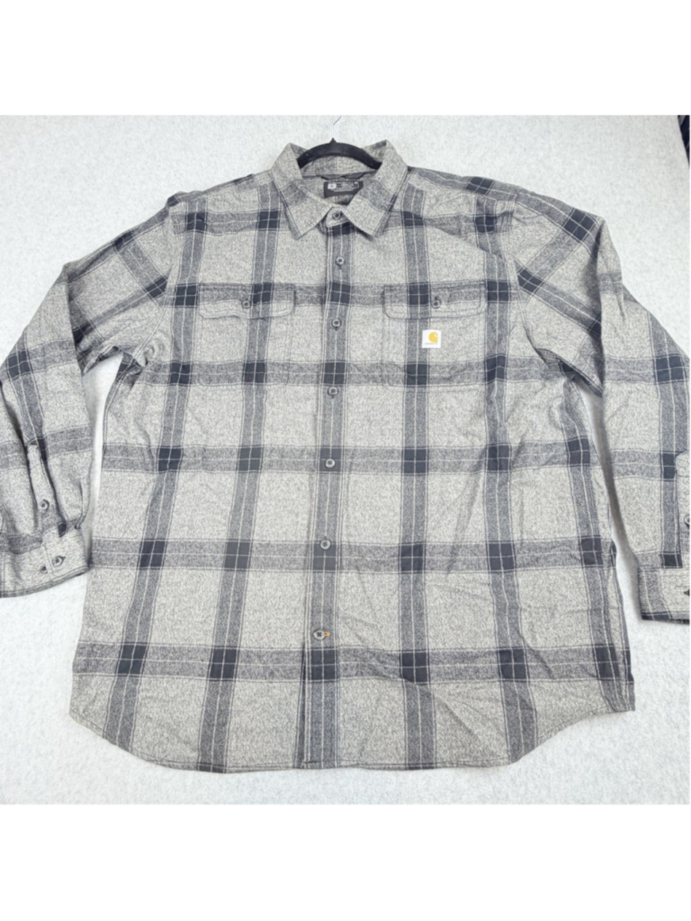 Carhartt TW4451-M Flannel Shirt Mens XL Loose Fit Gray Plaid Cotton NWOT